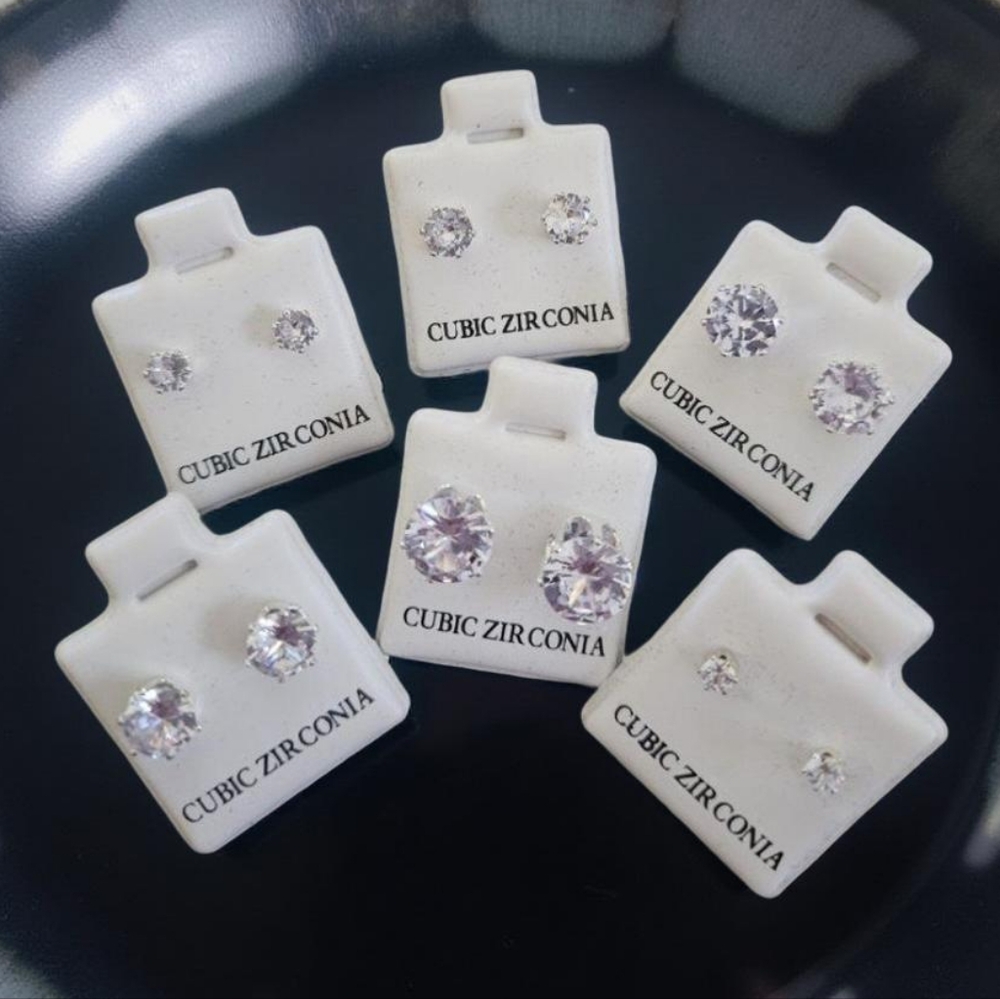 CLEAR CZ Stainless Steel 6-Pair Earring Bundle